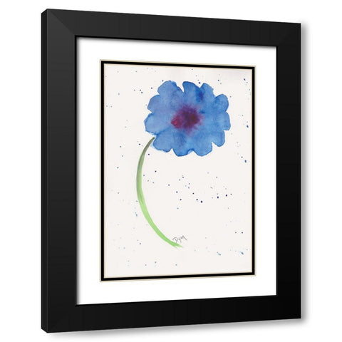 Blue Poppy 1 Black Modern Wood Framed Art Print with Double Matting by Dyer, Beverly