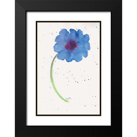 Blue Poppy 1 Black Modern Wood Framed Art Print with Double Matting by Dyer, Beverly