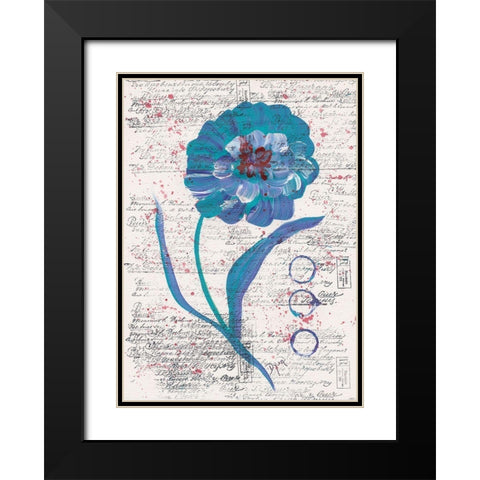 Zinnia Turquoise 1 Black Modern Wood Framed Art Print with Double Matting by Dyer, Beverly