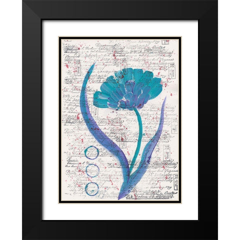Zinnia Turquoise 2 Black Modern Wood Framed Art Print with Double Matting by Dyer, Beverly