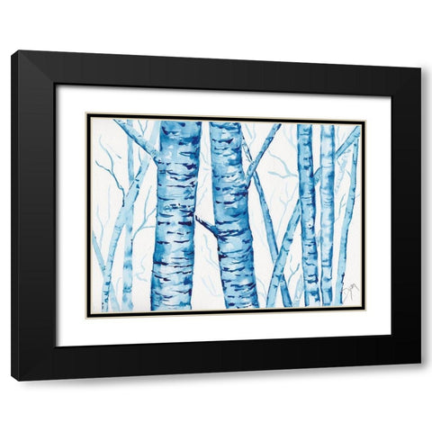 Cool Blue Forest Black Modern Wood Framed Art Print with Double Matting by Dyer, Beverly