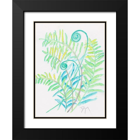Floral Fern II Black Modern Wood Framed Art Print with Double Matting by Dyer, Beverly