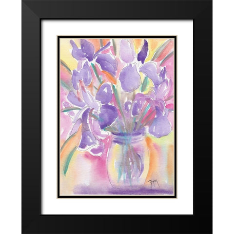 Dutch Iris Black Modern Wood Framed Art Print with Double Matting by Dyer, Beverly