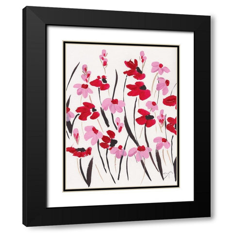 Pink and Red Field I Black Modern Wood Framed Art Print with Double Matting by Dyer, Beverly