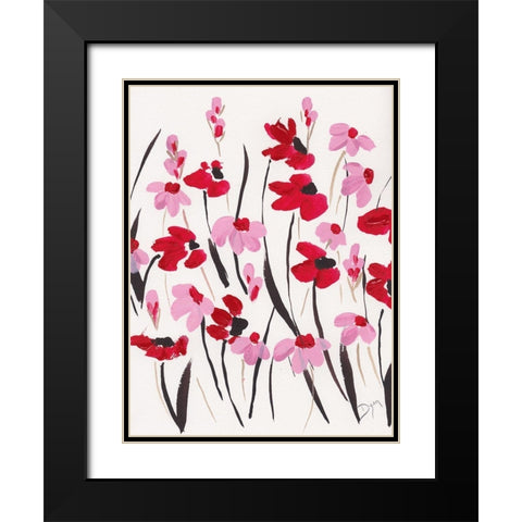 Pink and Red Field I Black Modern Wood Framed Art Print with Double Matting by Dyer, Beverly