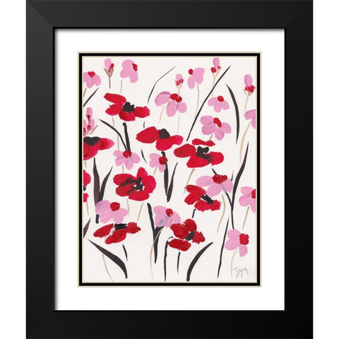 Pink and Red Field II Black Modern Wood Framed Art Print with Double Matting by Dyer, Beverly