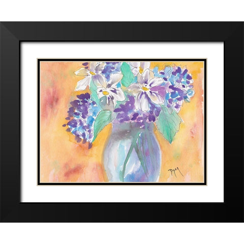 Gardenia and Hydrangea Black Modern Wood Framed Art Print with Double Matting by Dyer, Beverly