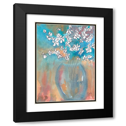 White Posey Black Modern Wood Framed Art Print with Double Matting by Dyer, Beverly