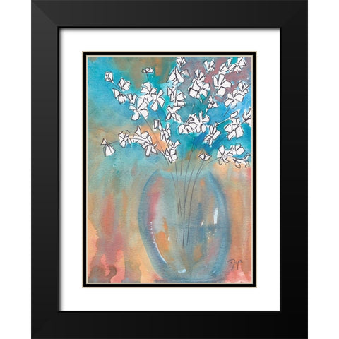 White Posey Black Modern Wood Framed Art Print with Double Matting by Dyer, Beverly