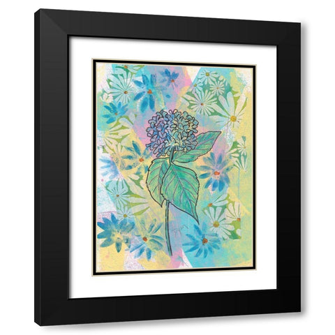 Botanical Boho Hydrangea Black Modern Wood Framed Art Print with Double Matting by Dyer, Beverly
