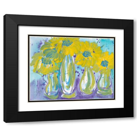 Sunflower Black Modern Wood Framed Art Print with Double Matting by Dyer, Beverly