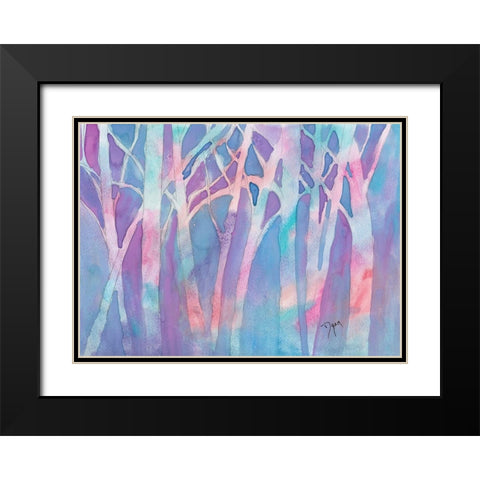 Stained Glass Trees Black Modern Wood Framed Art Print with Double Matting by Dyer, Beverly