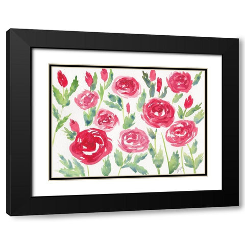 Decorative Roses Black Modern Wood Framed Art Print with Double Matting by Dyer, Beverly