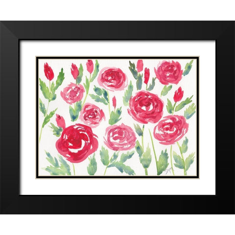 Decorative Roses Black Modern Wood Framed Art Print with Double Matting by Dyer, Beverly