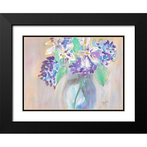 Gardenia and Hydrangea Black Modern Wood Framed Art Print with Double Matting by Dyer, Beverly