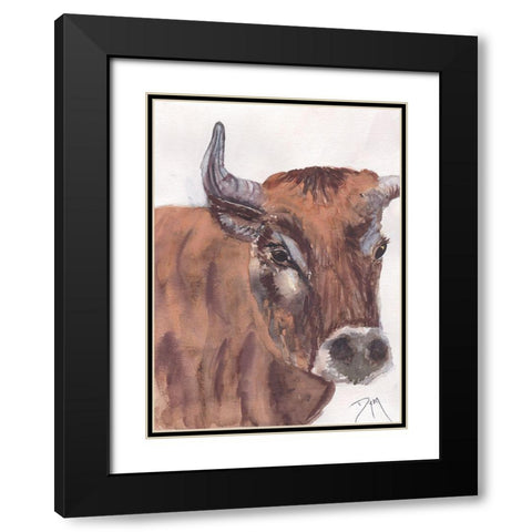 Fryer the Ox Black Modern Wood Framed Art Print with Double Matting by Dyer, Beverly