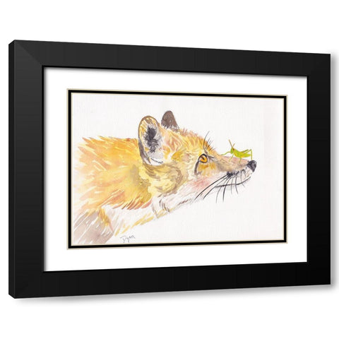 Golden Fox Play Black Modern Wood Framed Art Print with Double Matting by Dyer, Beverly