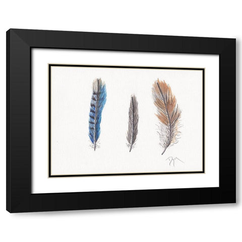 Feather Collection II Black Modern Wood Framed Art Print with Double Matting by Dyer, Beverly