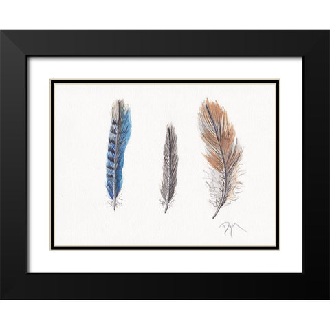 Feather Collection II Black Modern Wood Framed Art Print with Double Matting by Dyer, Beverly