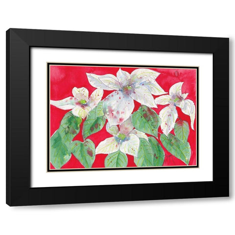 Poinsettias Black Modern Wood Framed Art Print with Double Matting by Dyer, Beverly