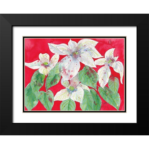 Poinsettias Black Modern Wood Framed Art Print with Double Matting by Dyer, Beverly