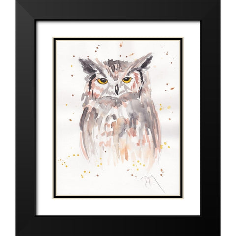 Great-Horned Owl Black Modern Wood Framed Art Print with Double Matting by Dyer, Beverly