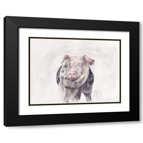 Pig Black Modern Wood Framed Art Print with Double Matting by Dyer, Beverly