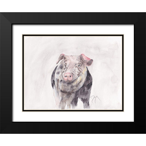 Pig Black Modern Wood Framed Art Print with Double Matting by Dyer, Beverly