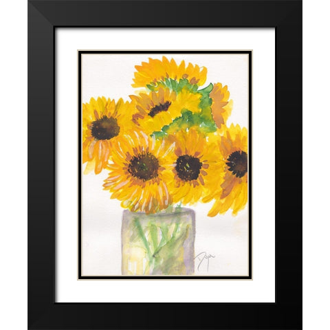 Sunflower Bouquet Black Modern Wood Framed Art Print with Double Matting by Dyer, Beverly