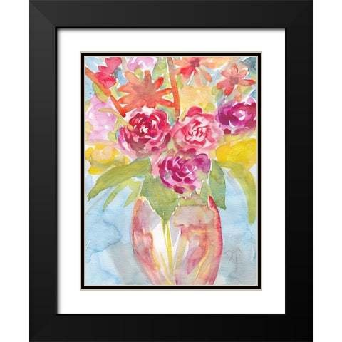 Florals Fresh Vase 1 Black Modern Wood Framed Art Print with Double Matting by Dyer, Beverly