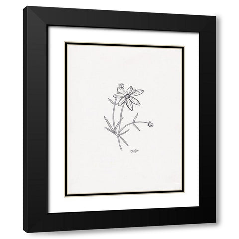 Floral Hand Drawn 2 Black Modern Wood Framed Art Print with Double Matting by Dyer, Beverly