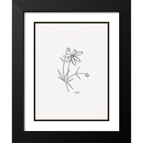 Floral Hand Drawn 2 Black Modern Wood Framed Art Print with Double Matting by Dyer, Beverly
