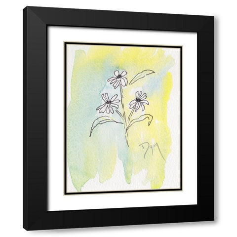 Drawn Asters Black Modern Wood Framed Art Print with Double Matting by Dyer, Beverly