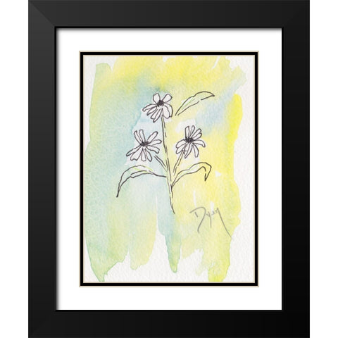 Drawn Asters Black Modern Wood Framed Art Print with Double Matting by Dyer, Beverly