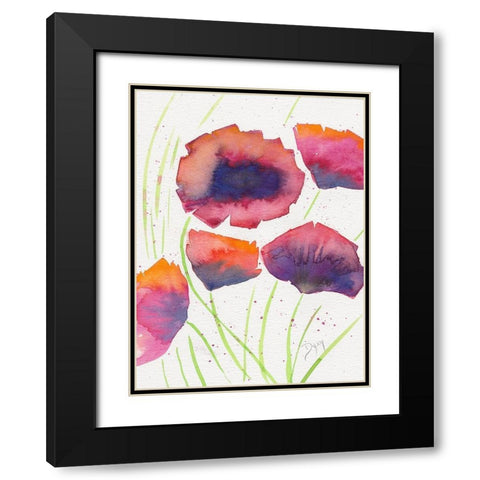 Poppies July Black Modern Wood Framed Art Print with Double Matting by Dyer, Beverly