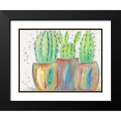 Cactus Party Black Modern Wood Framed Art Print with Double Matting by Dyer, Beverly