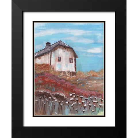 Cotton Farm Barn Black Modern Wood Framed Art Print with Double Matting by Dyer, Beverly