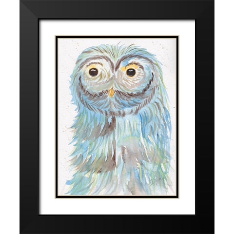 Mrs Owl Black Modern Wood Framed Art Print with Double Matting by Dyer, Beverly