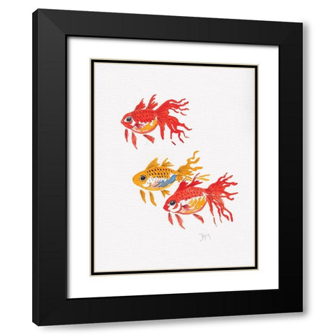 Fish Gold Black Modern Wood Framed Art Print with Double Matting by Dyer, Beverly