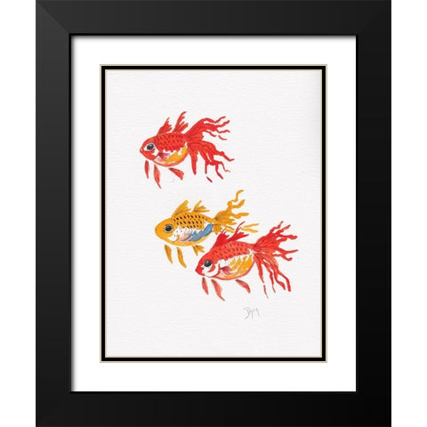 Fish Gold Black Modern Wood Framed Art Print with Double Matting by Dyer, Beverly