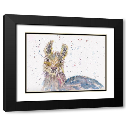 Llama Senorita Black Modern Wood Framed Art Print with Double Matting by Dyer, Beverly