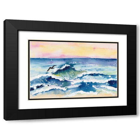 Ocean Waves Black Modern Wood Framed Art Print with Double Matting by Dyer, Beverly