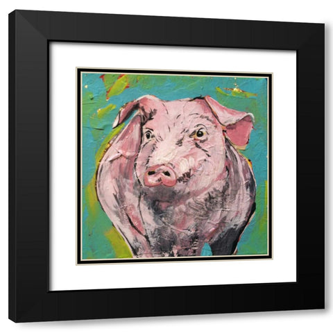 Pig Moment Black Modern Wood Framed Art Print with Double Matting by Dyer, Beverly