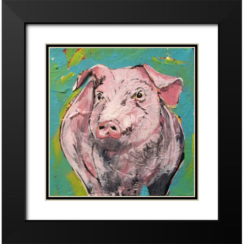 Pig Moment Black Modern Wood Framed Art Print with Double Matting by Dyer, Beverly