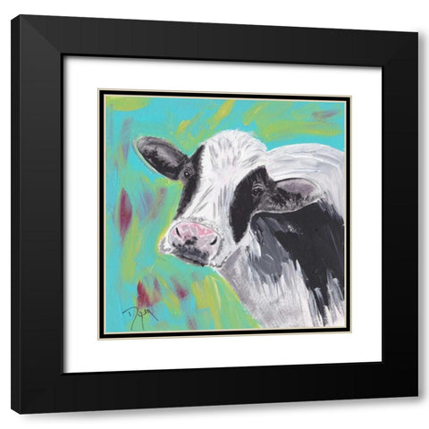 Farm Life Cow Black Modern Wood Framed Art Print with Double Matting by Dyer, Beverly