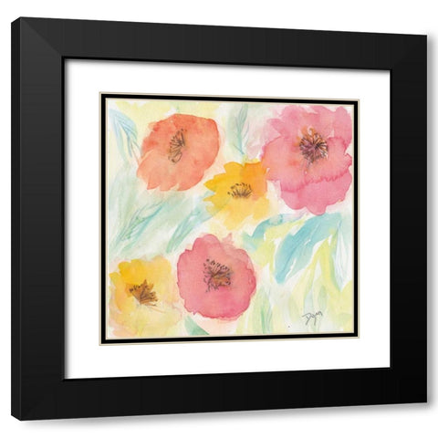 Soft Floral I Black Modern Wood Framed Art Print with Double Matting by Dyer, Beverly