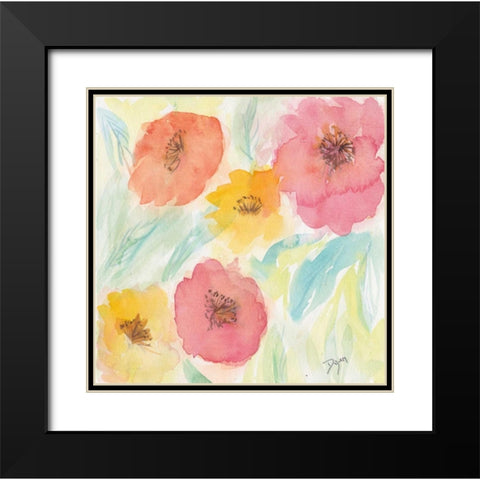Soft Floral I Black Modern Wood Framed Art Print with Double Matting by Dyer, Beverly