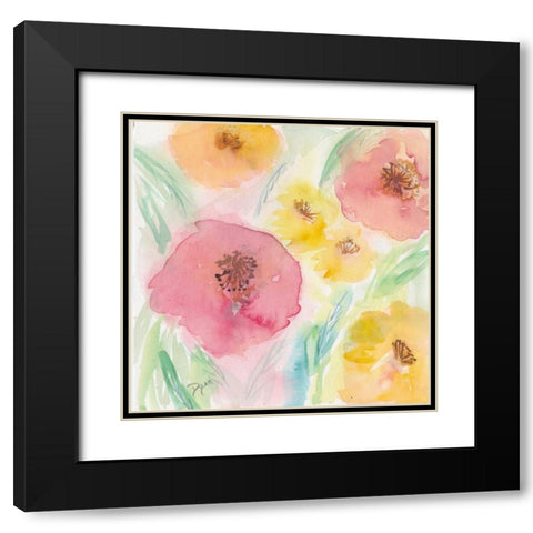 Soft Floral II Black Modern Wood Framed Art Print with Double Matting by Dyer, Beverly