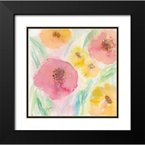 Soft Floral II Black Modern Wood Framed Art Print with Double Matting by Dyer, Beverly
