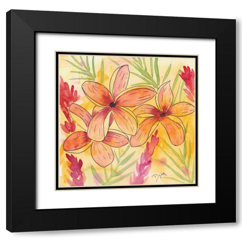 Sunset Plumeria I Black Modern Wood Framed Art Print with Double Matting by Dyer, Beverly